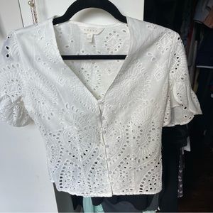 White cotton eyelet top